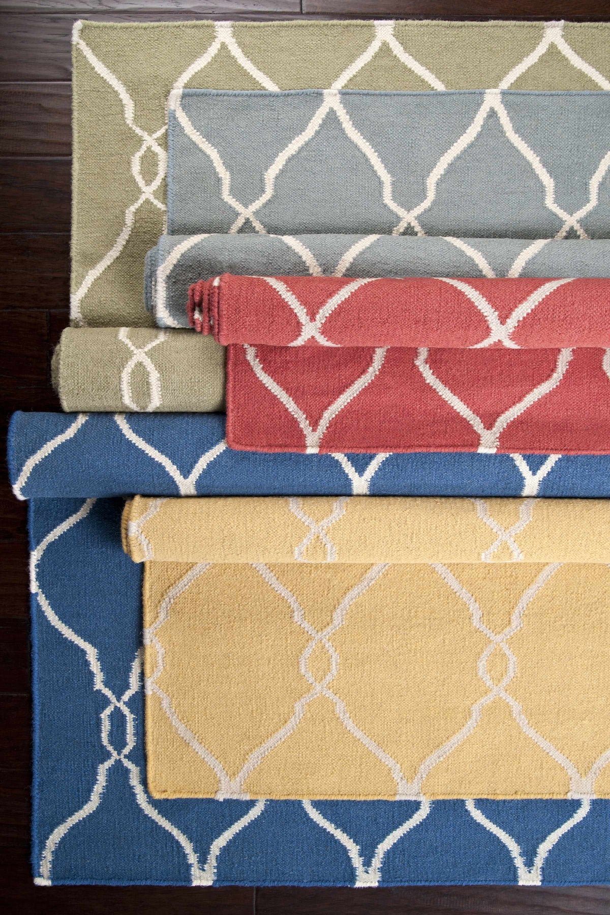 Baconton Blue/Beige Trellis Wool Rug - Clearance