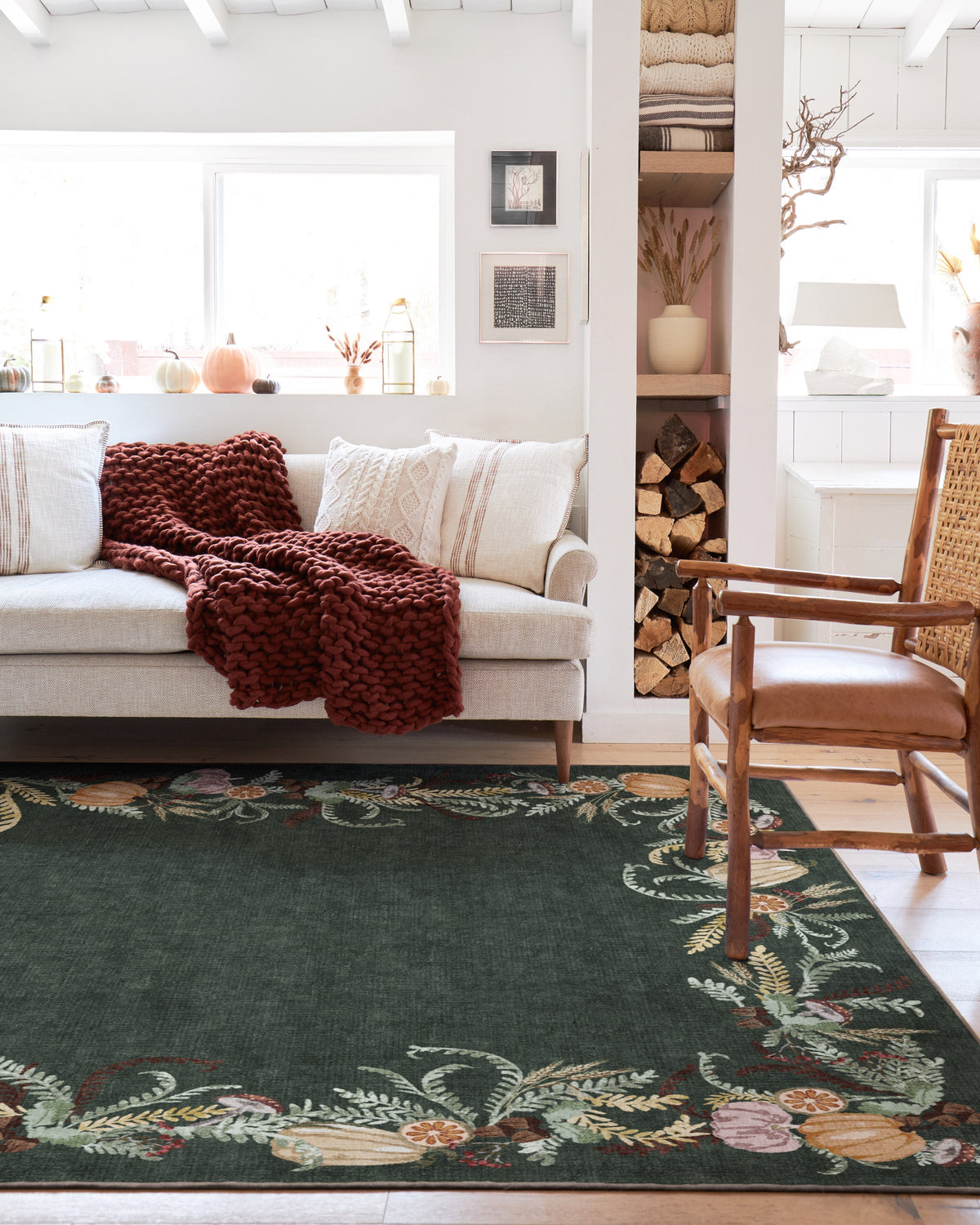 Fall Botanicals Green Rug
