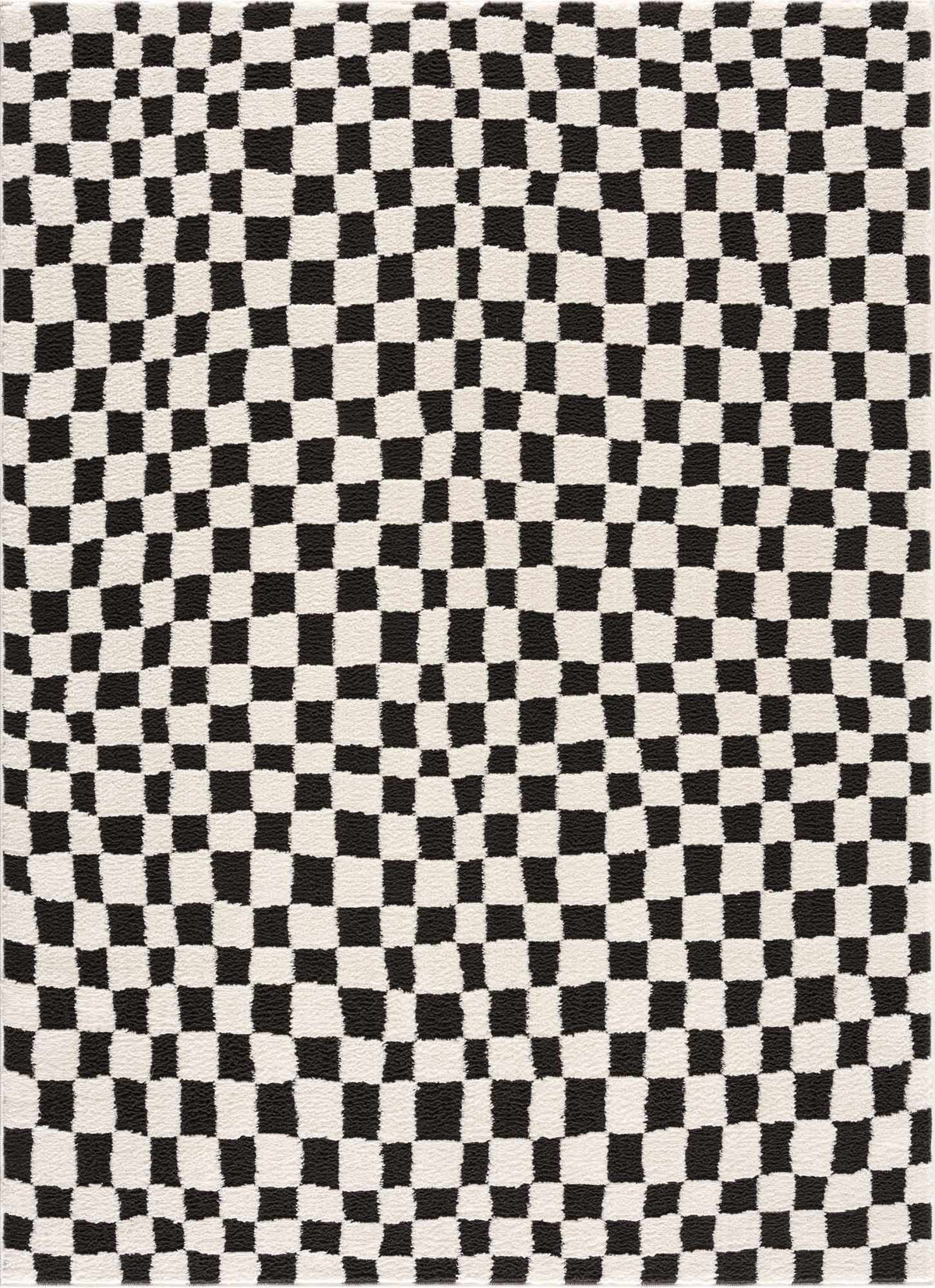 Lajos Black & White Checkered Plush Rug