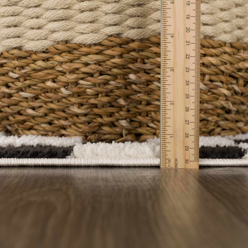 Lajos Black & White Checkered Plush Rug