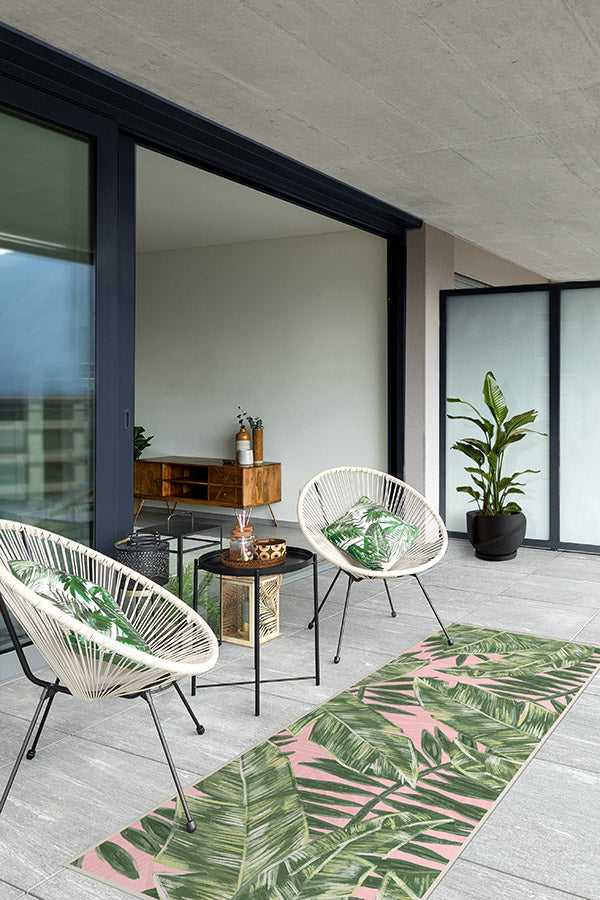 Filifera Palm Pink Outdoor Rug