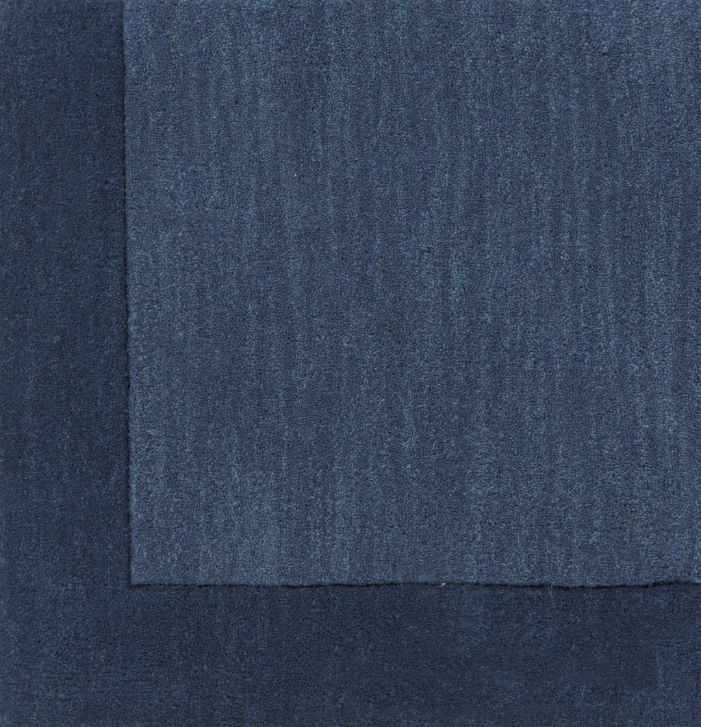 Bordered Solid Ink Blue Wool Rug