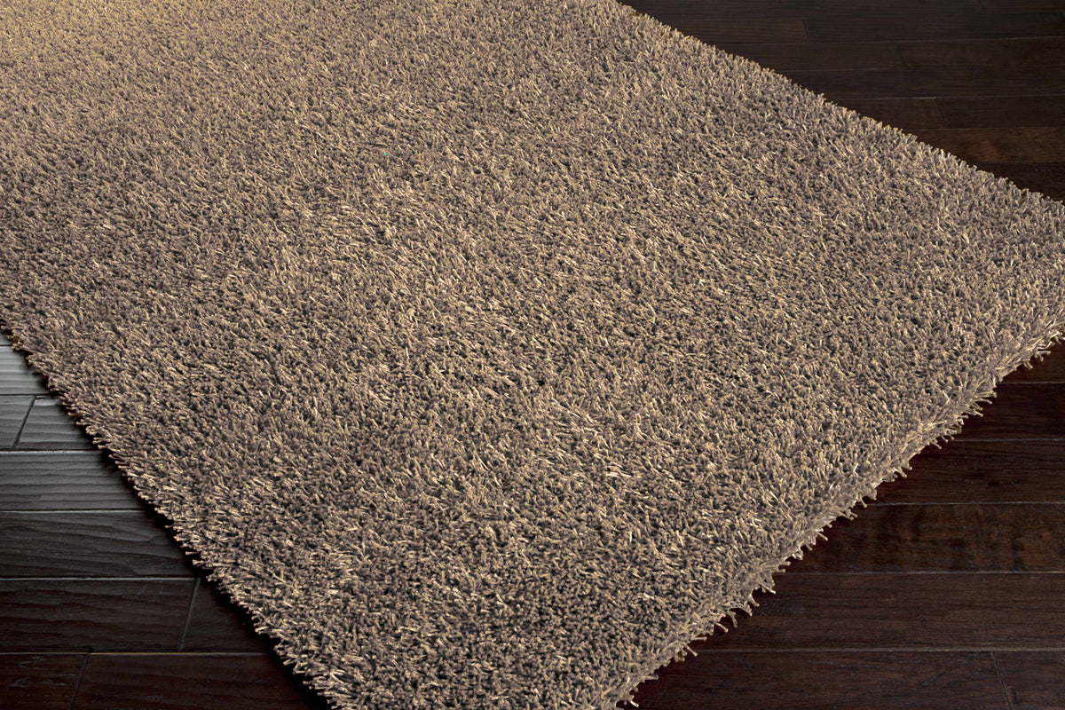 Browder Solid Brown Shag Rug - Clearance