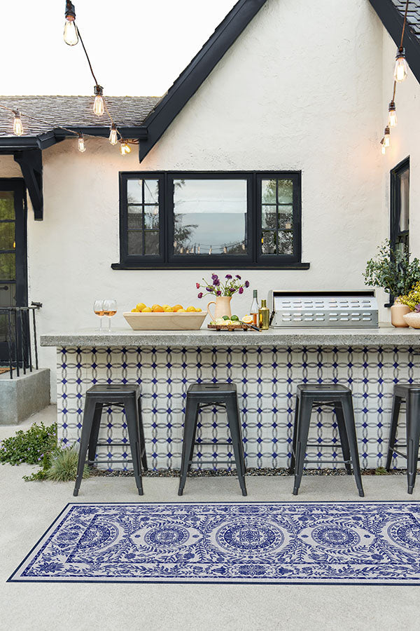Fontaine Delft Blue Outdoor Rug
