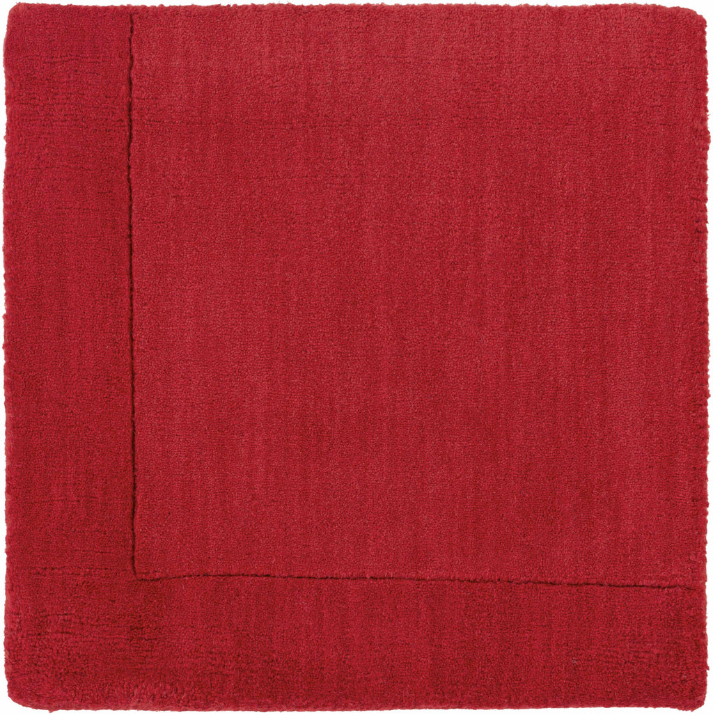 Bordered Solid Red Wool Rug