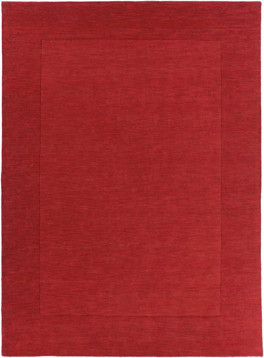 Bordered Solid Red Wool Rug