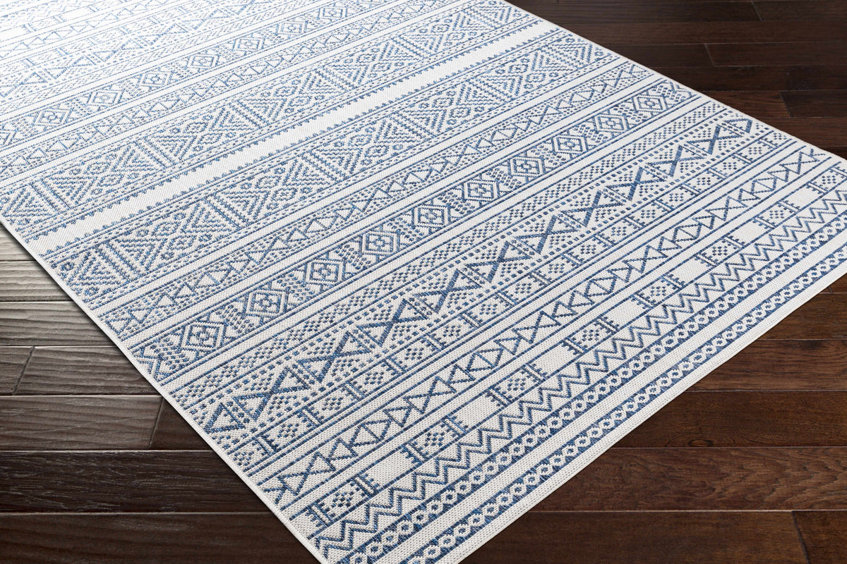 Freshwater White&Blue Outdoor Rug - Clearance