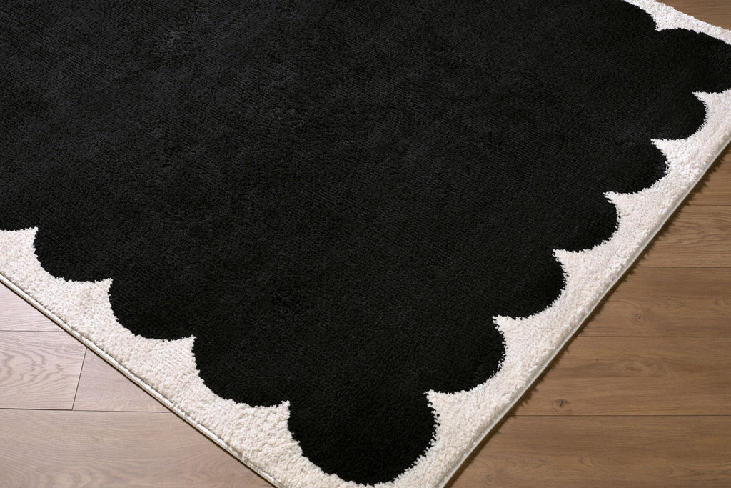 Pidaa Cream Border Machine Woven Polyester Washable Area Rug