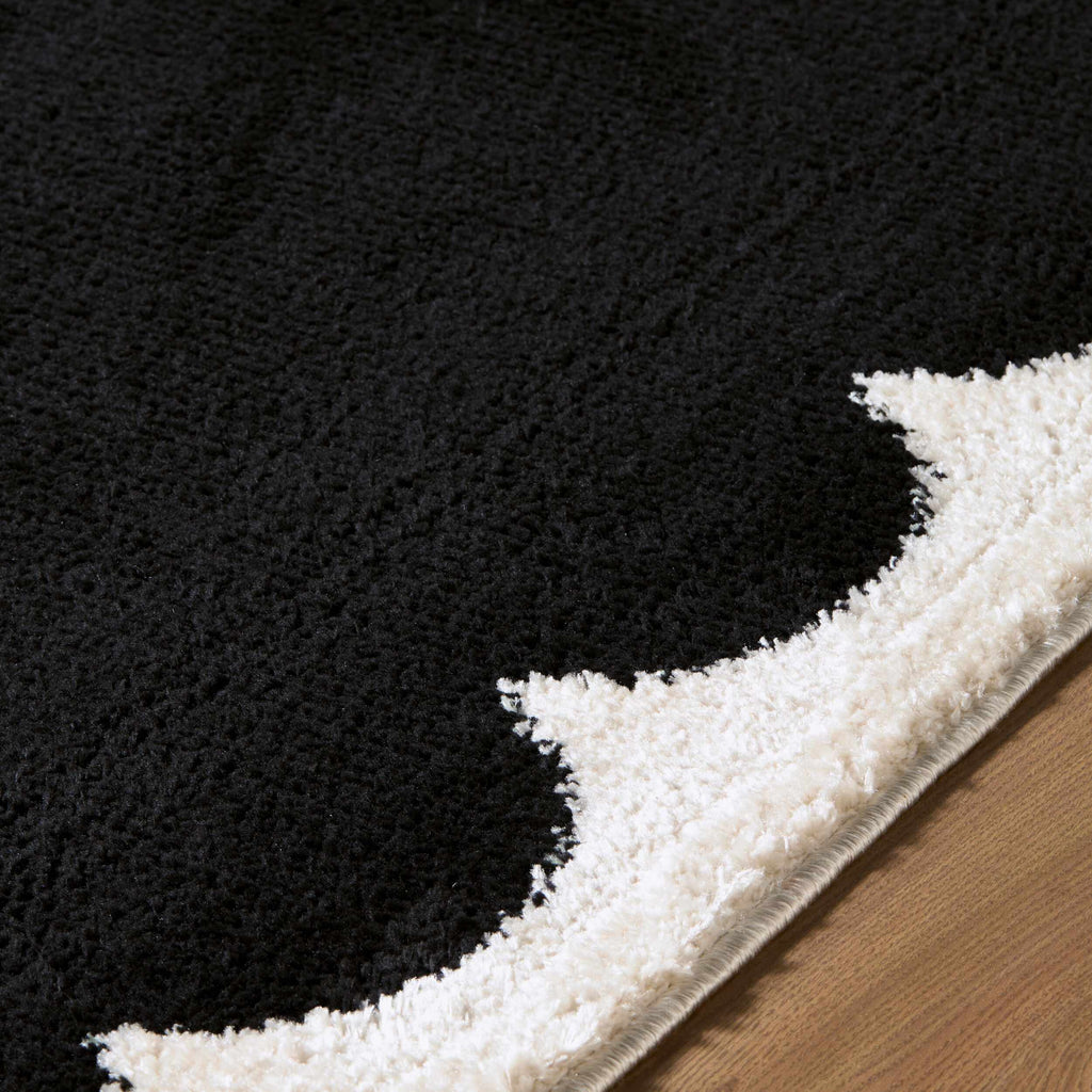 Pidaa Cream Border Machine Woven Polyester Washable Area Rug