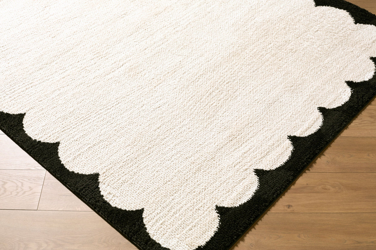 Dawa Cream Border Machine Woven Polyester Washable Area Rug