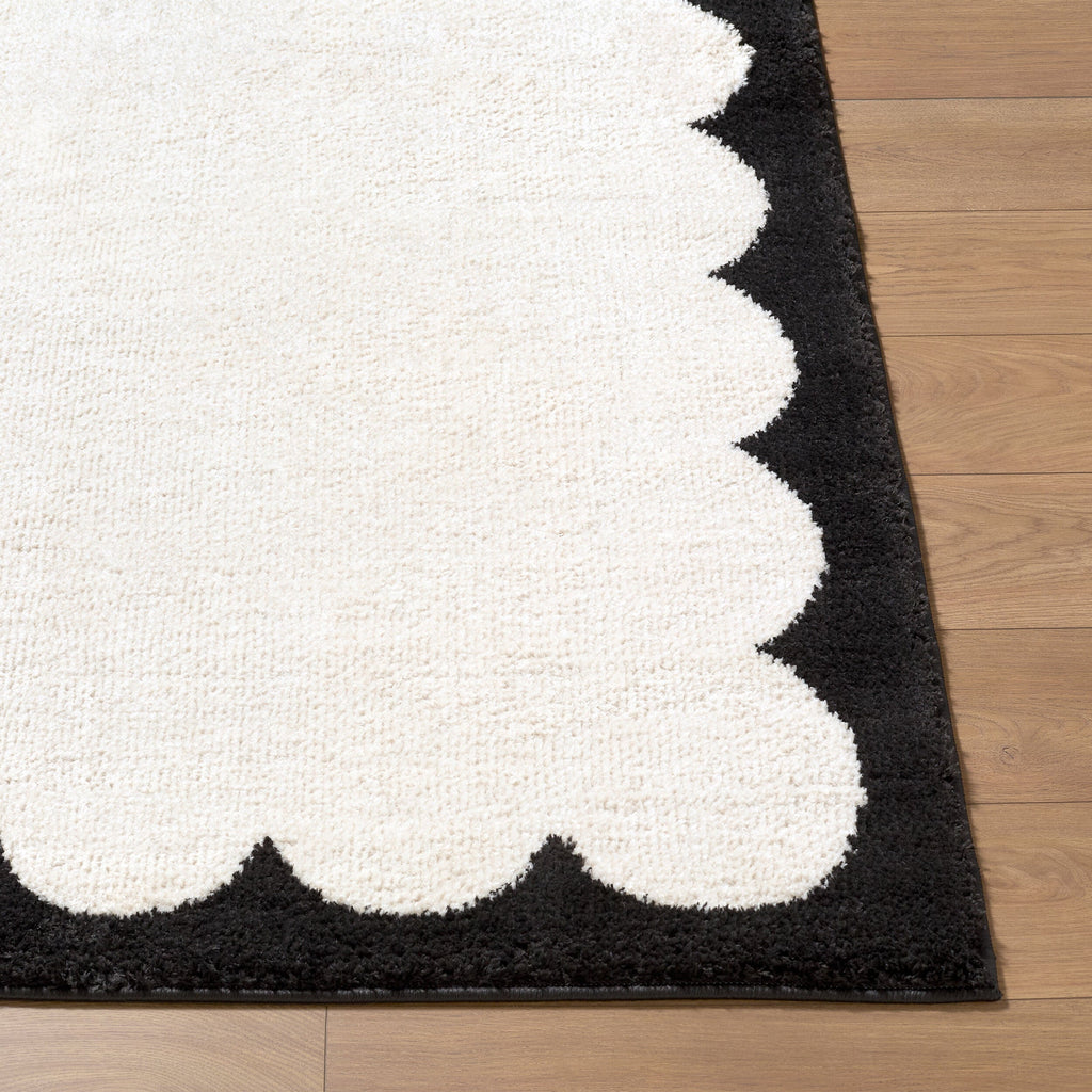 Dawa Cream Border Machine Woven Polyester Washable Area Rug