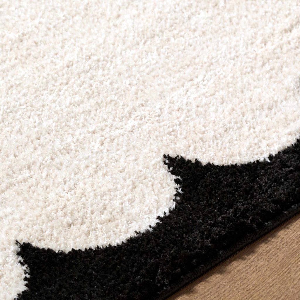 Dawa Cream Border Machine Woven Polyester Washable Area Rug
