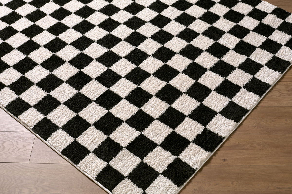 Naye Cream Color Block Machine Woven Polyester Washable Area Rug