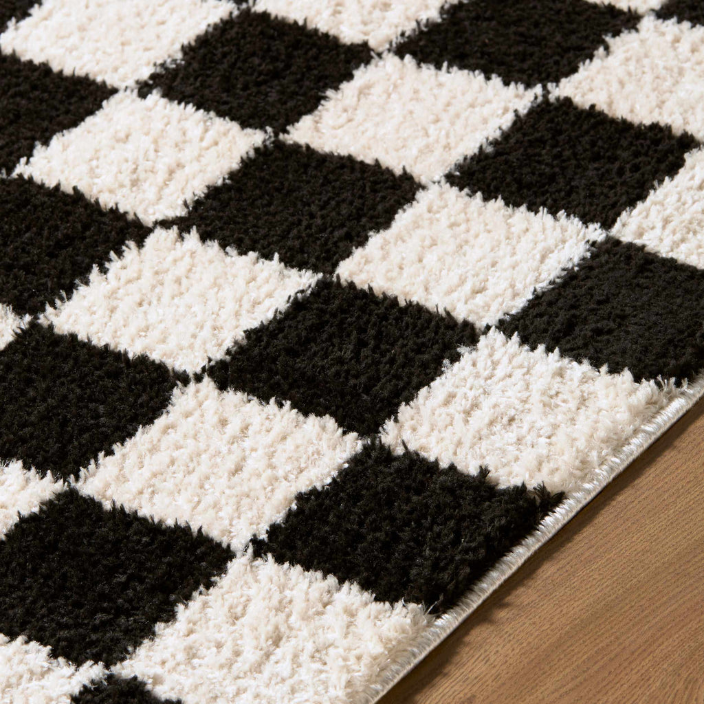 Naye Cream Color Block Machine Woven Polyester Washable Area Rug