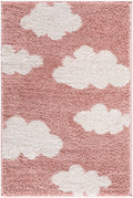 Dawo Pink Abstract Machine Woven Polyester Washable Area Rug