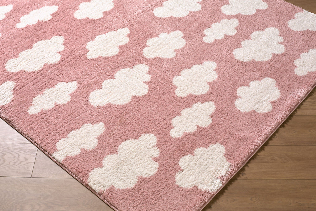 Dawo Pink Abstract Machine Woven Polyester Washable Area Rug