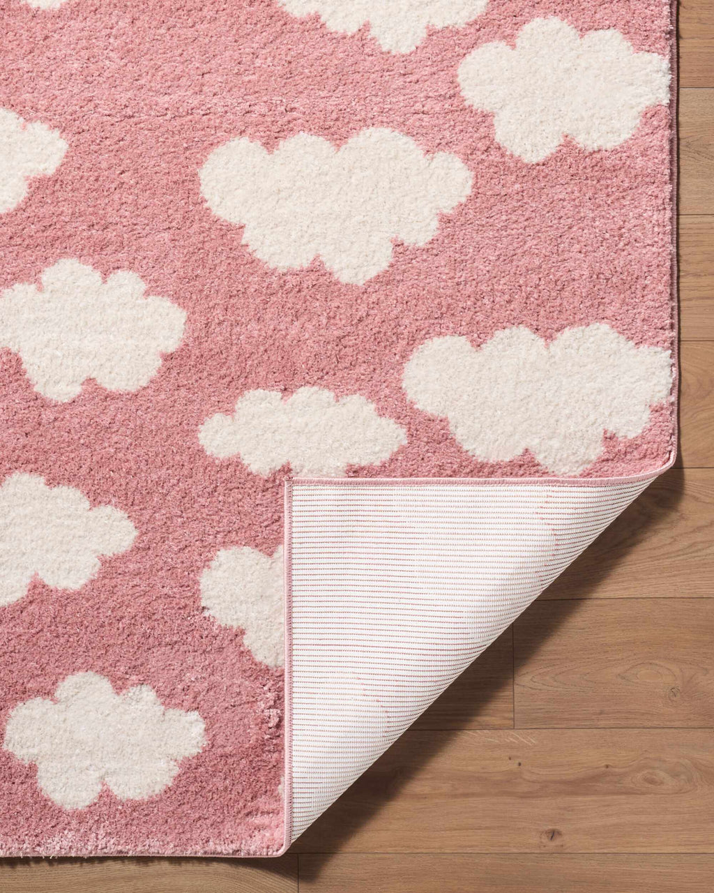 Dawo Pink Abstract Machine Woven Polyester Washable Area Rug
