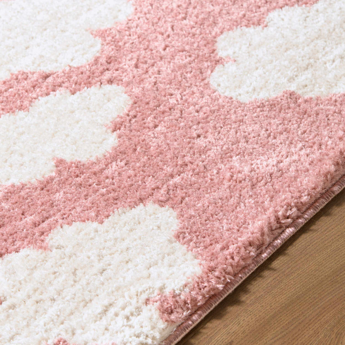 Dawo Pink Abstract Machine Woven Polyester Washable Area Rug