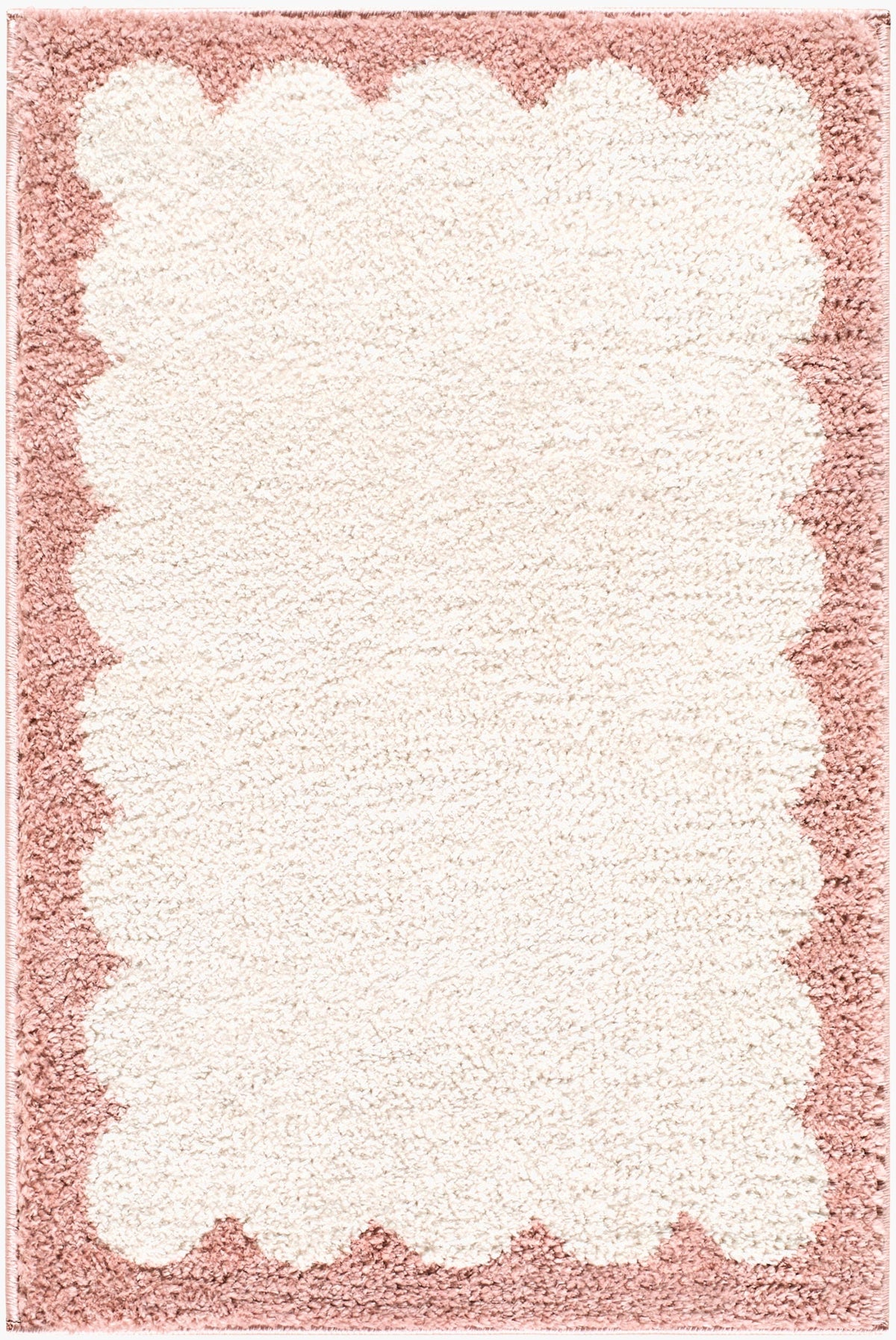 Vopee Ivory Border Machine Woven Polyester Washable Area Rug
