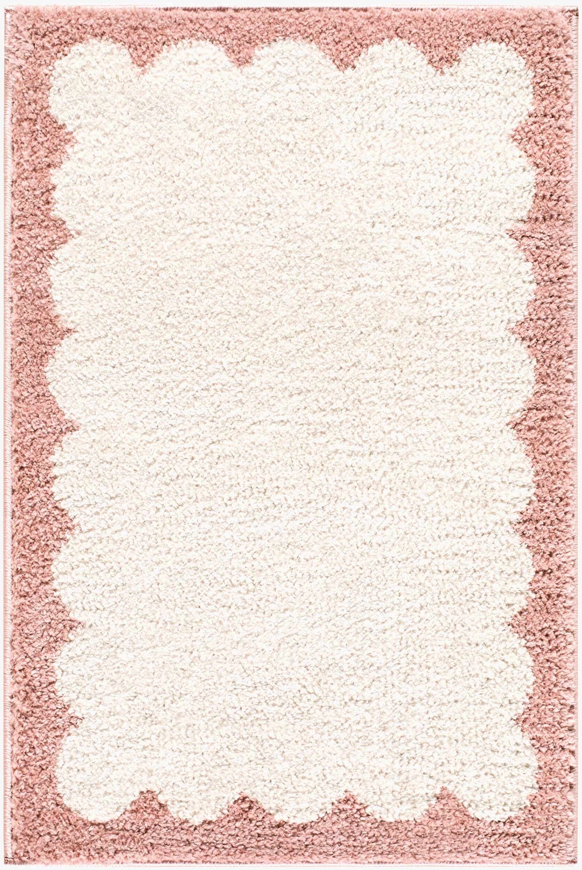 Vopee Ivory Border Machine Woven Polyester Washable Area Rug