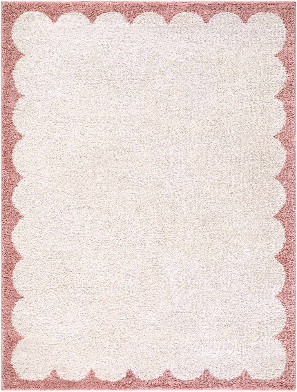 Vopee Ivory Border Machine Woven Polyester Washable Area Rug