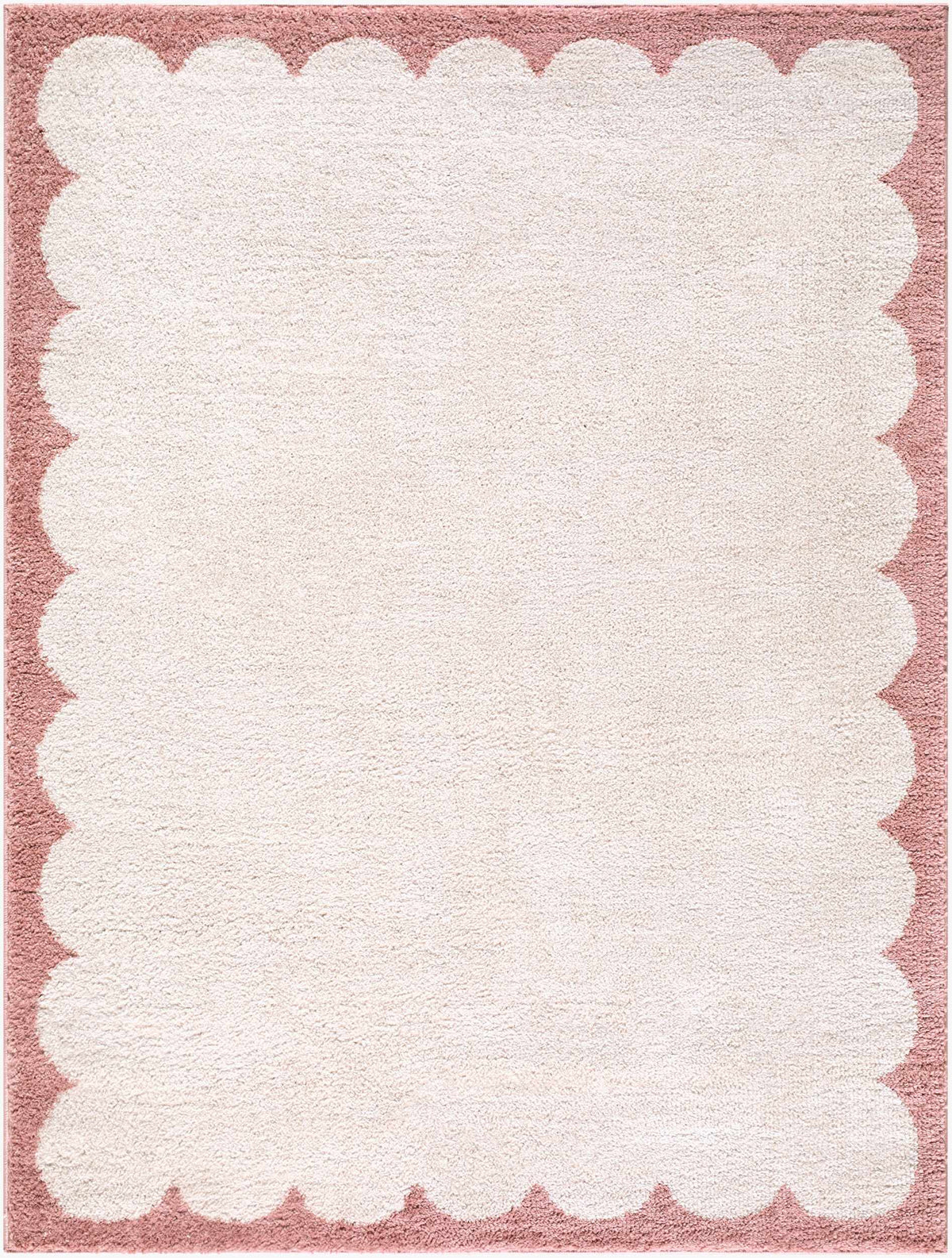 Vopee Ivory Border Machine Woven Polyester Washable Area Rug
