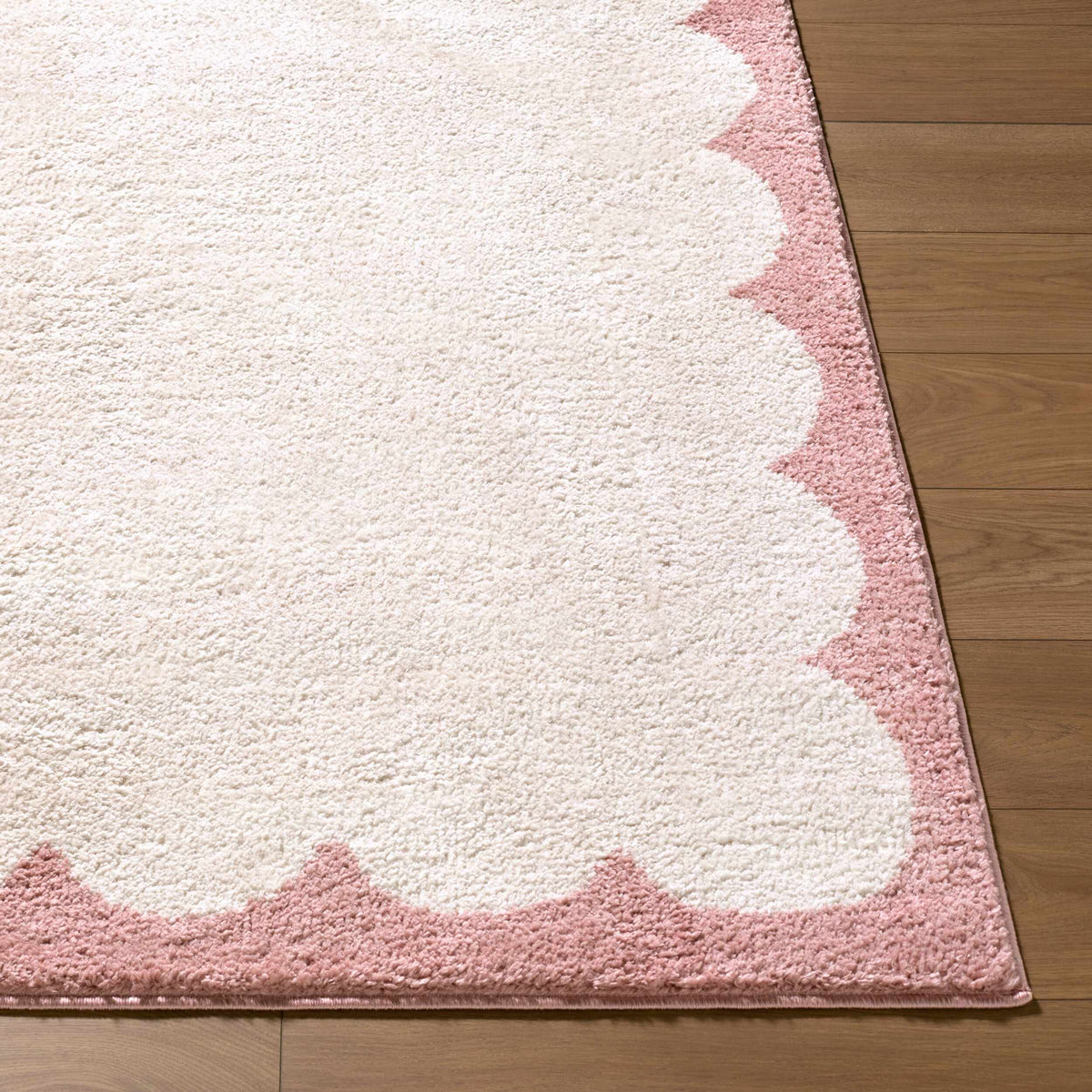 Vopee Ivory Border Machine Woven Polyester Washable Area Rug