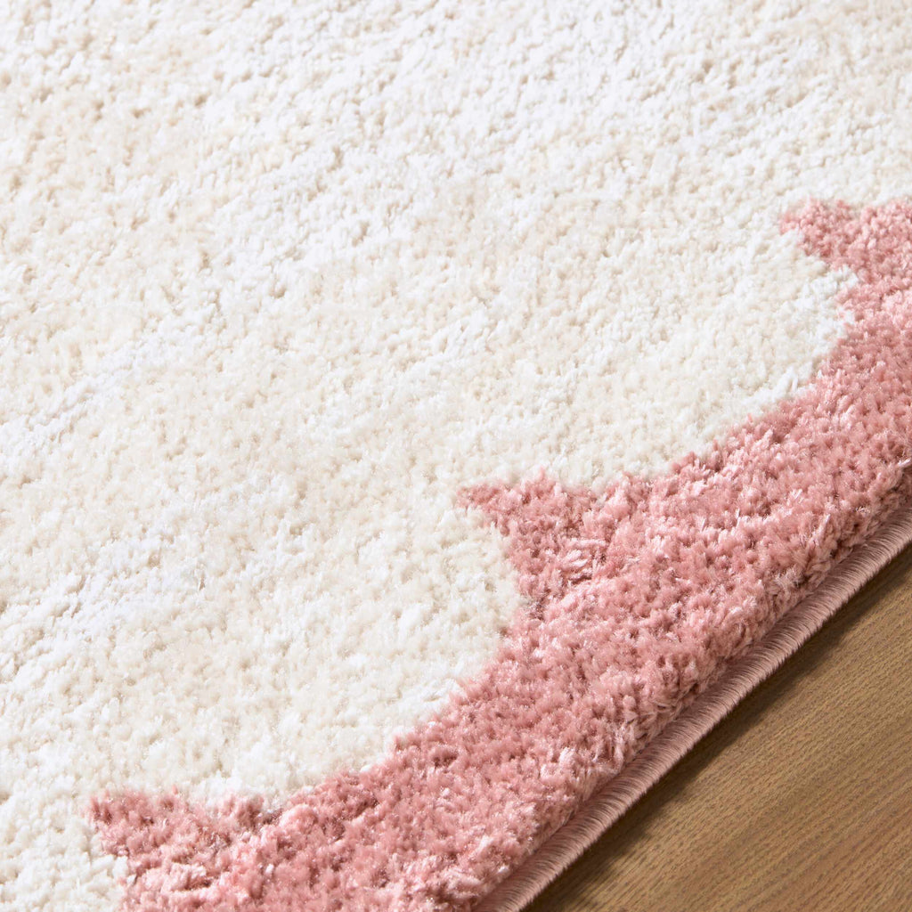 Vopee Ivory Border Machine Woven Polyester Washable Area Rug