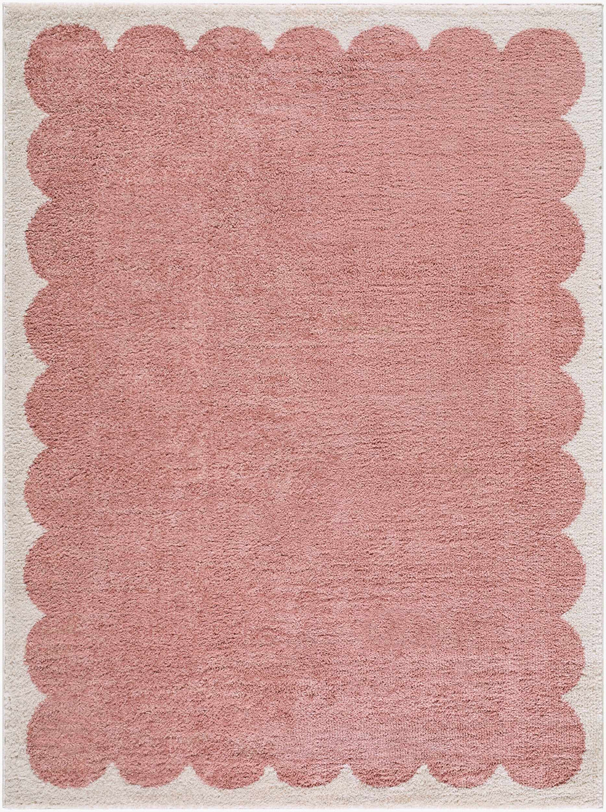 Hera Pink Border Machine Woven Polyester Washable Area Rug