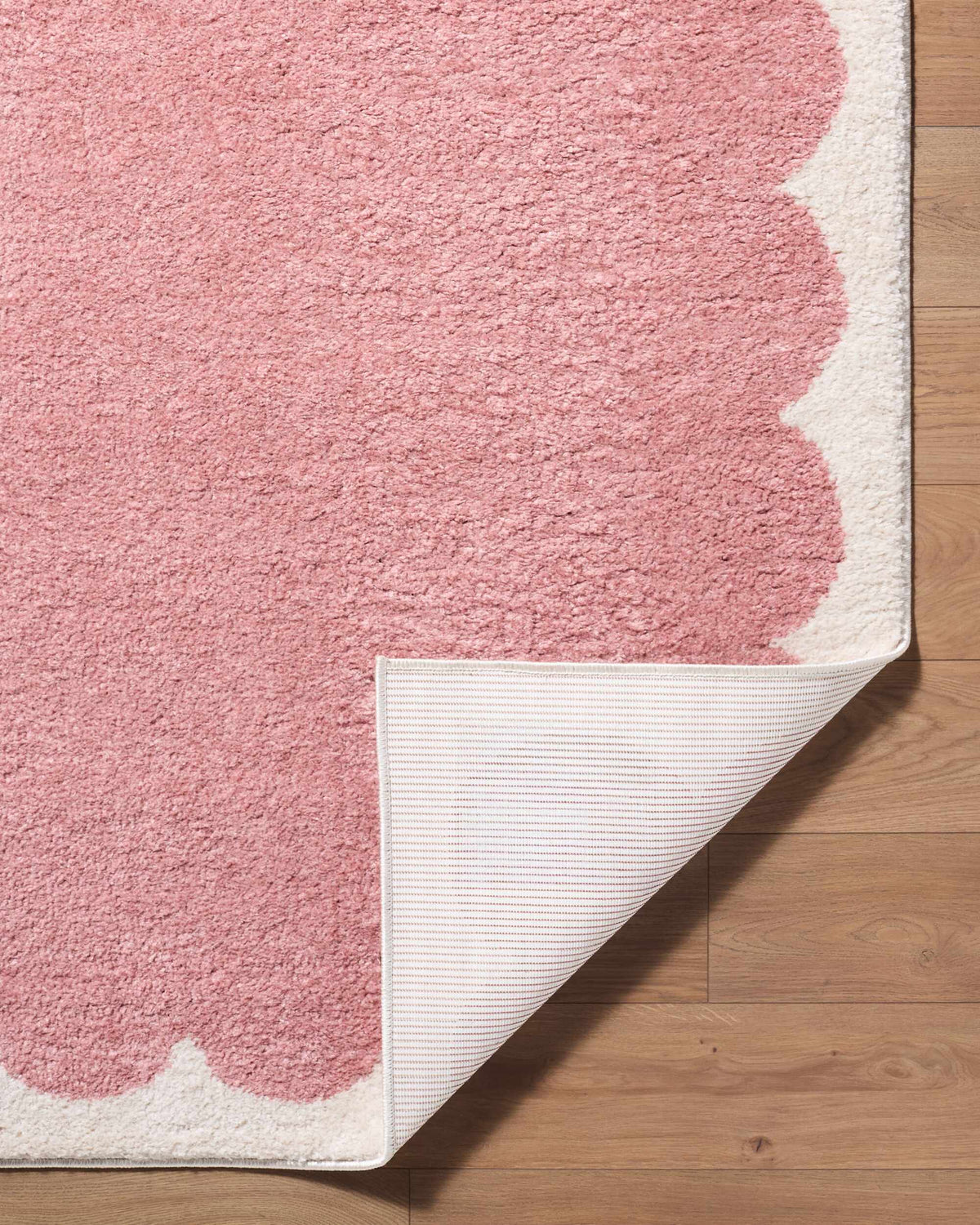Hera Pink Border Machine Woven Polyester Washable Area Rug