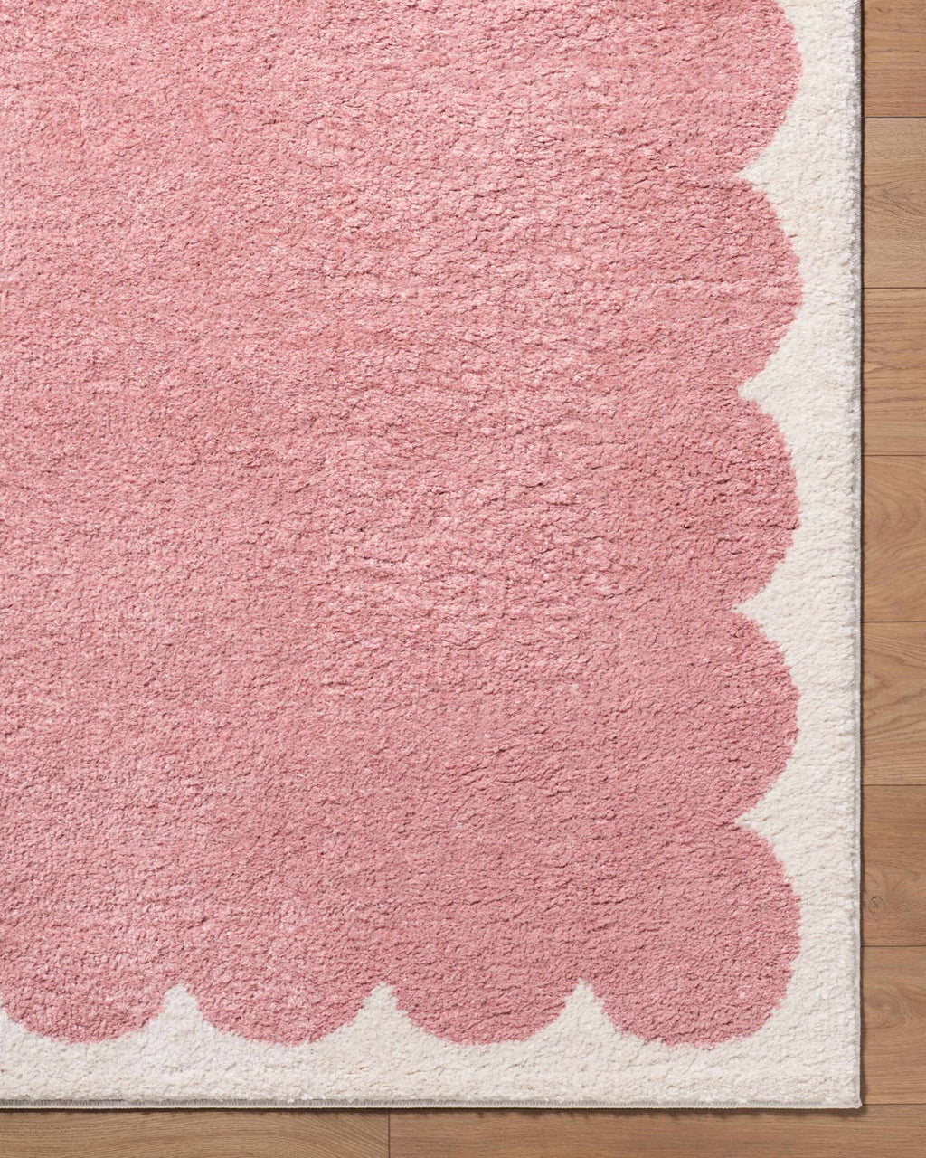 Hera Pink Border Machine Woven Polyester Washable Area Rug
