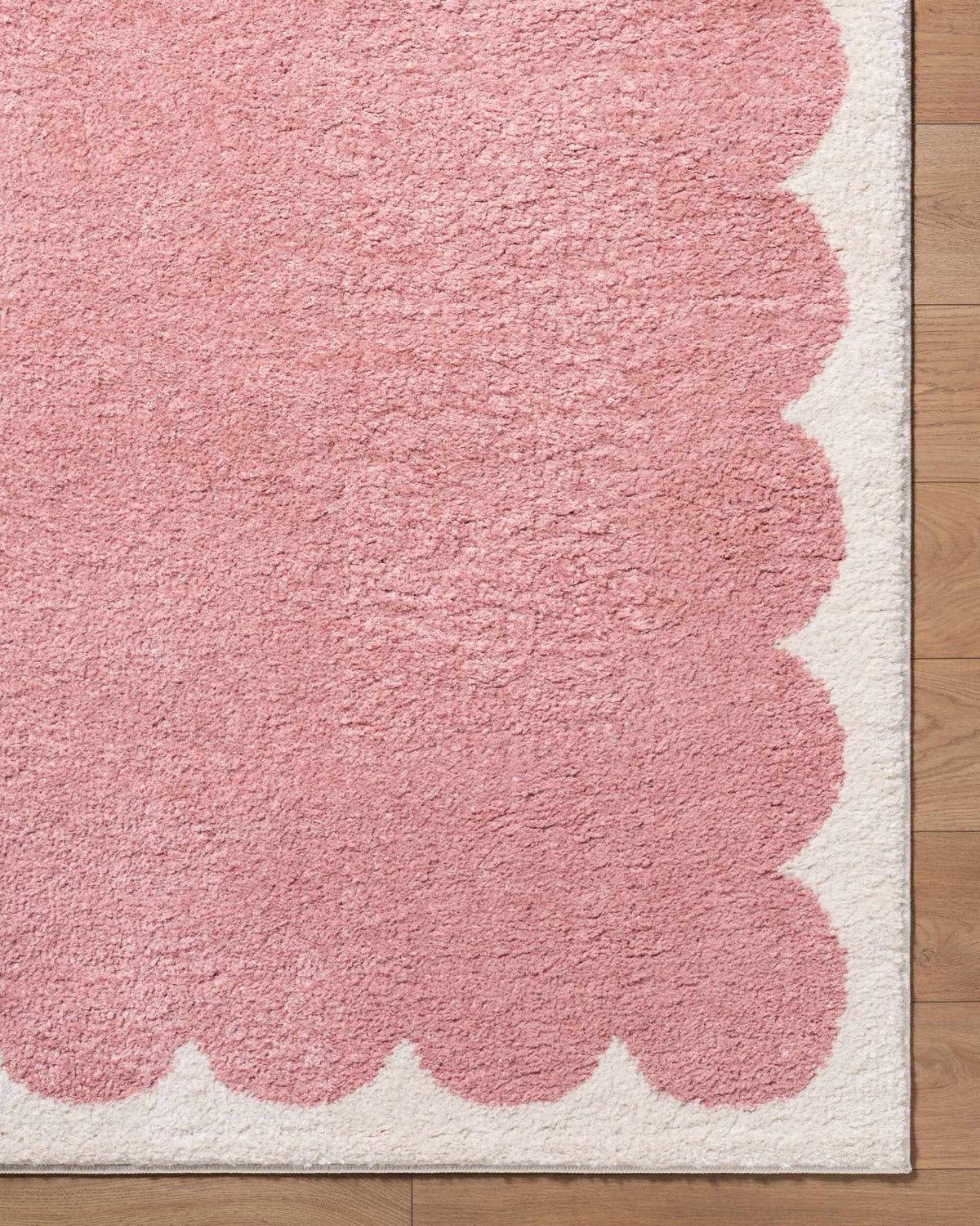 Hera Pink Border Machine Woven Polyester Washable Area Rug