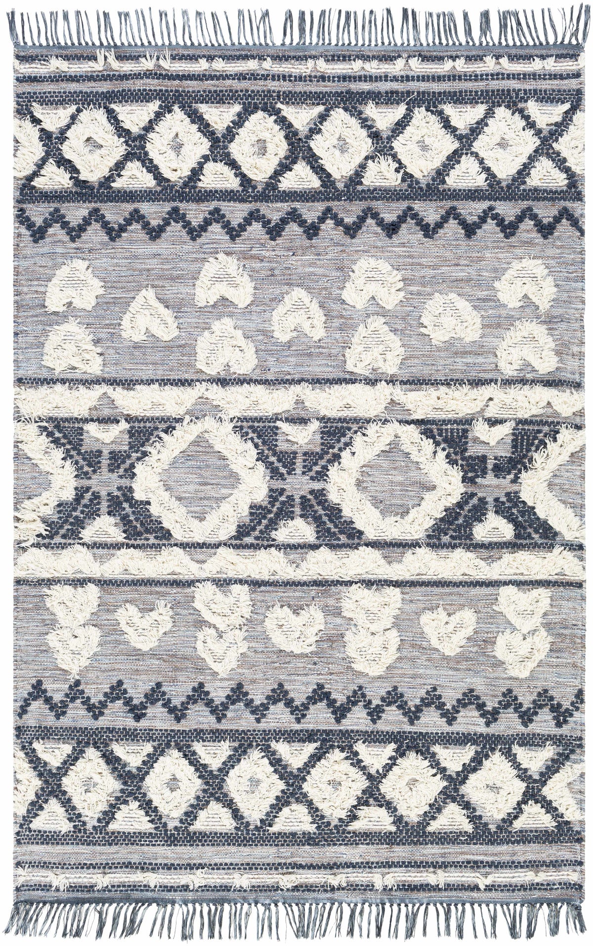 Gakona High-Low Cream&Blue Wool Rug - Clearance