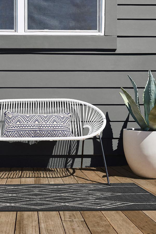 Gemma Lattice Black Outdoor Rug