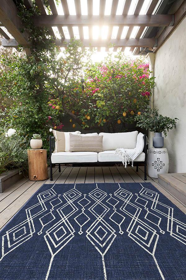 Gemma Lattice Royal Blue Outdoor Rug