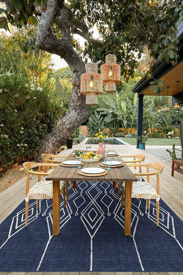 Gemma Lattice Royal Blue Outdoor Rug