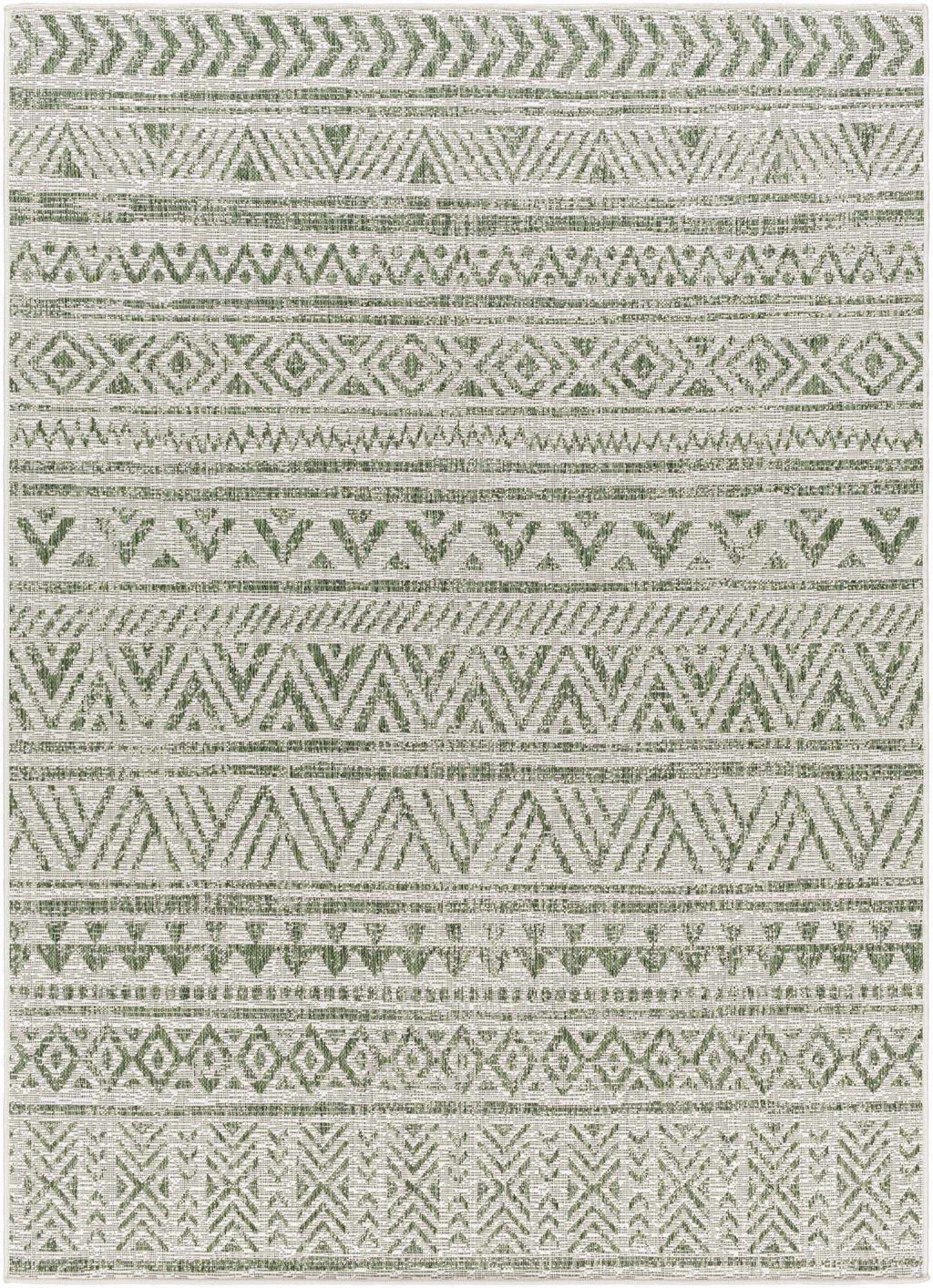 Novato Olive All Over Pattern Performance Outdoor Rug