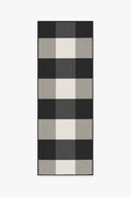 Gingham Plaid Black & White Outdoor Rug