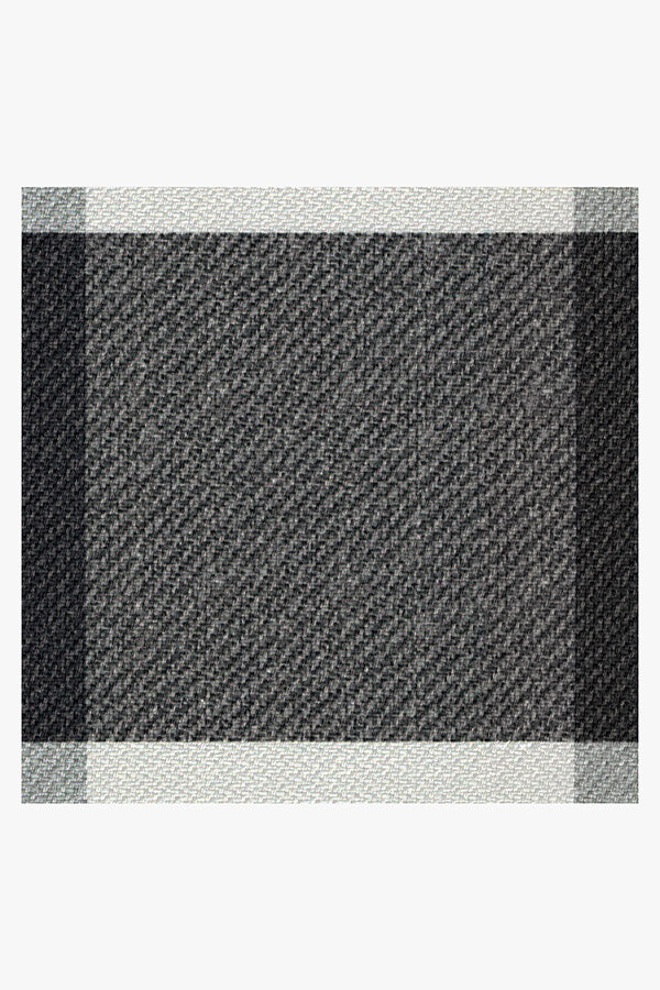 Gingham Plaid Black & White Outdoor Rug