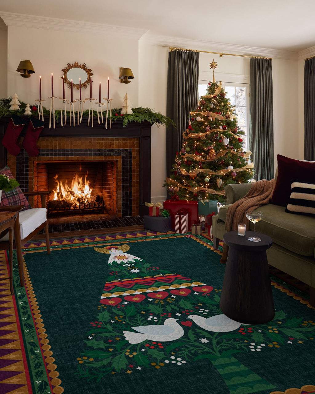 Giving Tree Green & Gold Flatwoven Rug