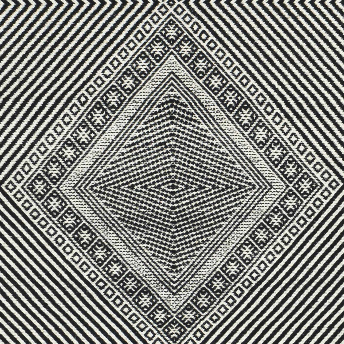 Eaglesham Black&White Flatweave Tassel Wool Rug - Clearance