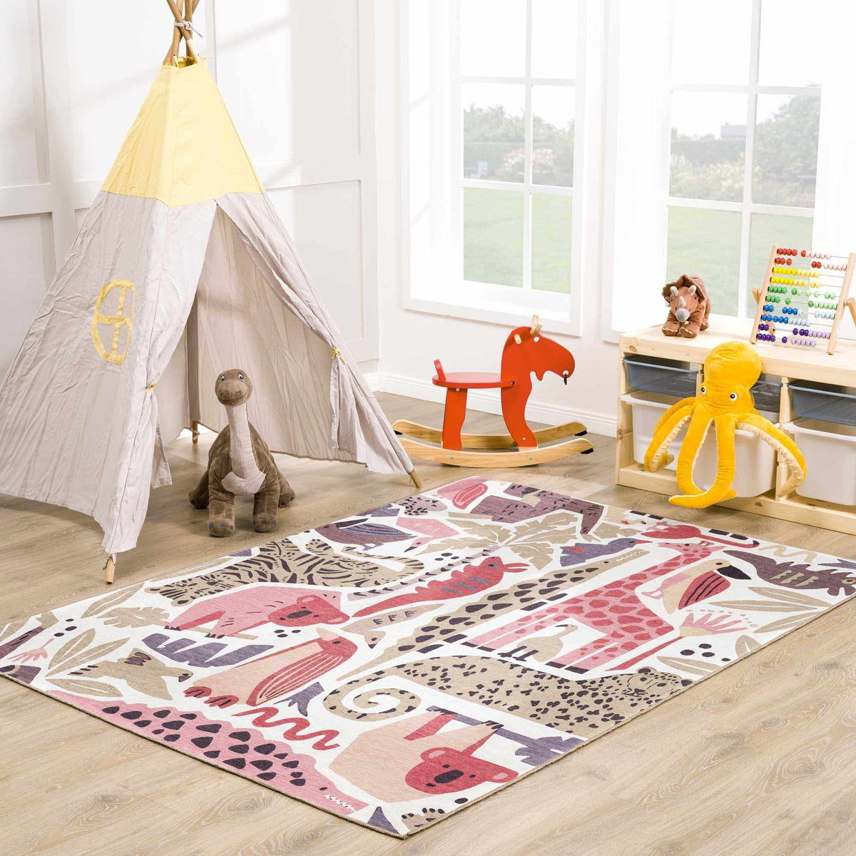 Natal Animal Print Washable Kids Rug - Clearance