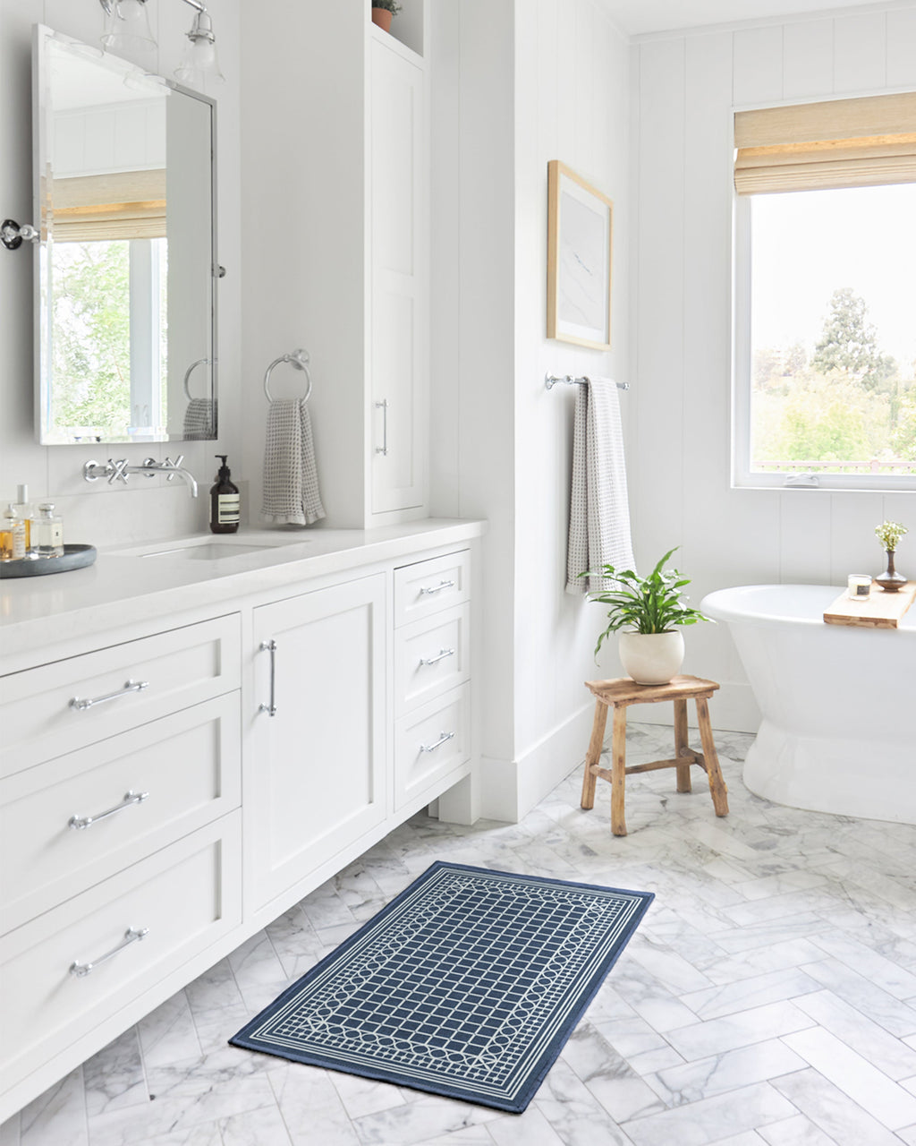 Palm Beach Navy Flatwoven Rug by Gray Malin