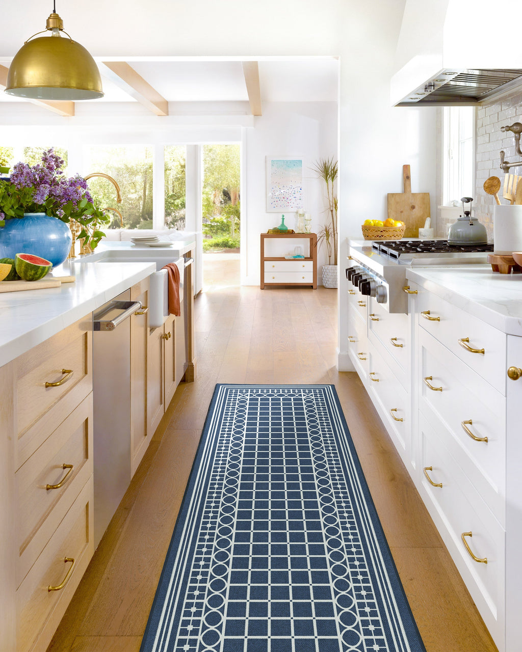 Palm Beach Navy Flatwoven Rug by Gray Malin