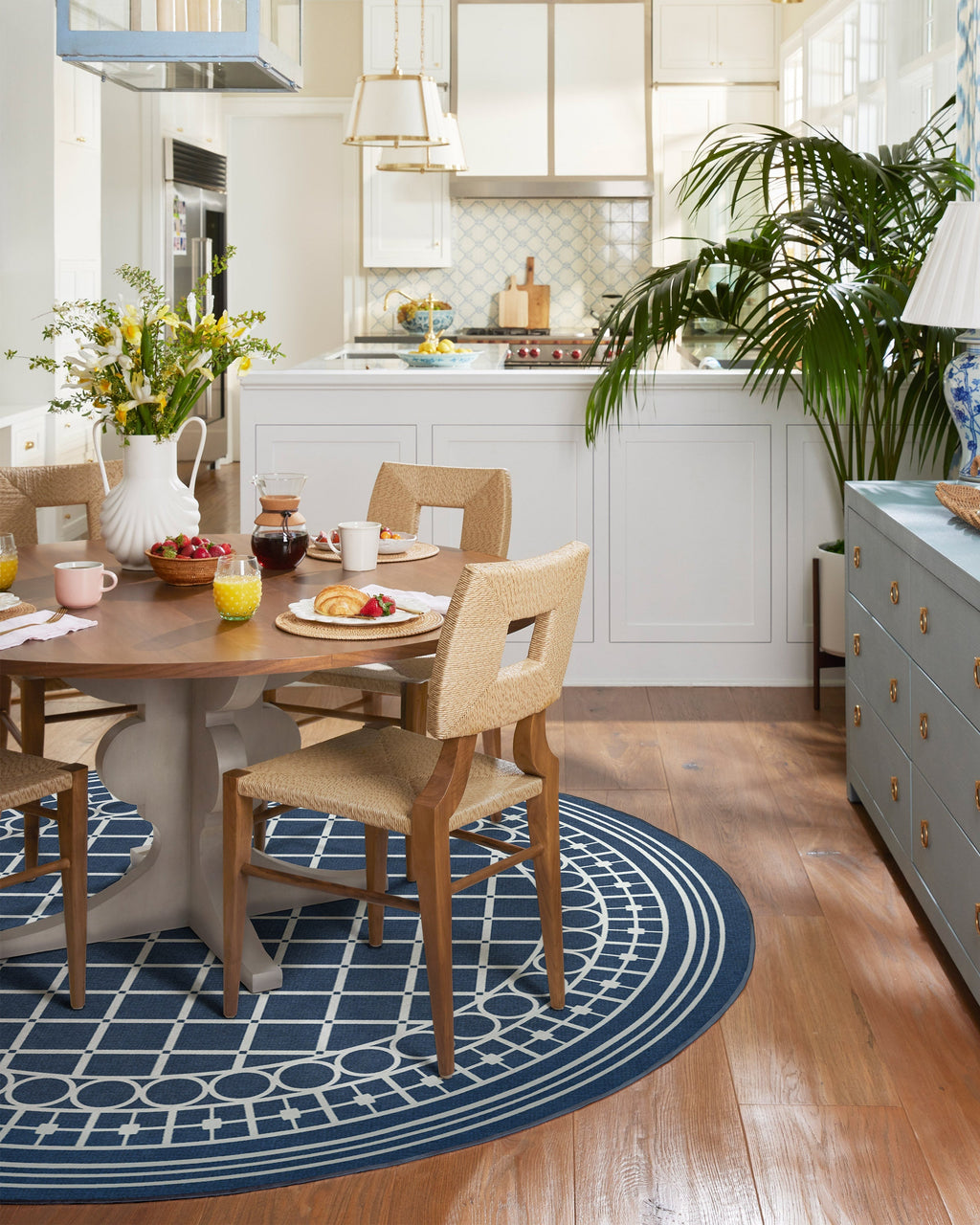 Palm Beach Navy Flatwoven Rug by Gray Malin
