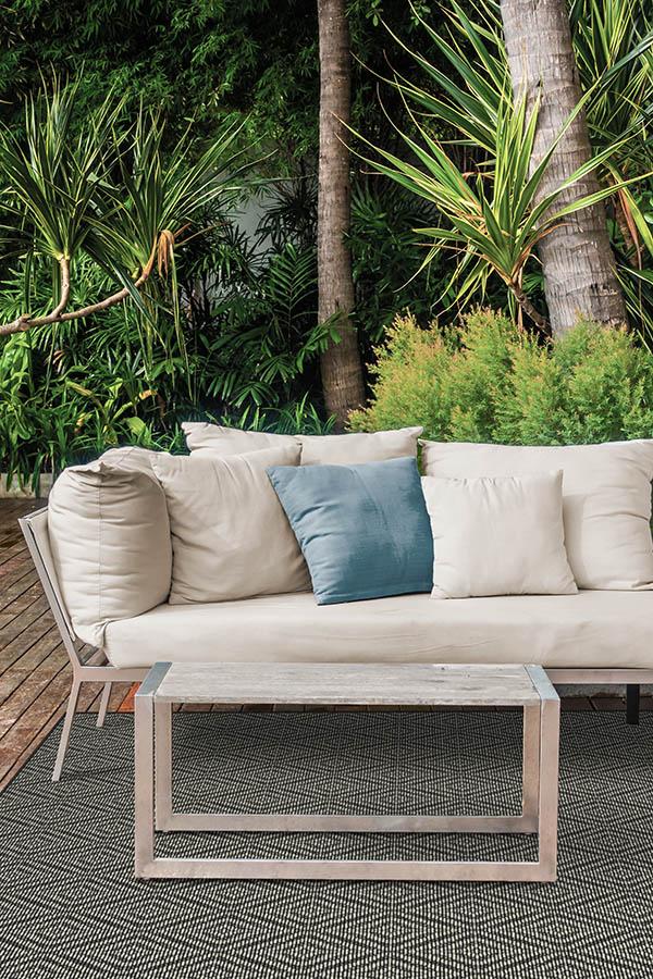 Halo Diamond Black Outdoor Rug