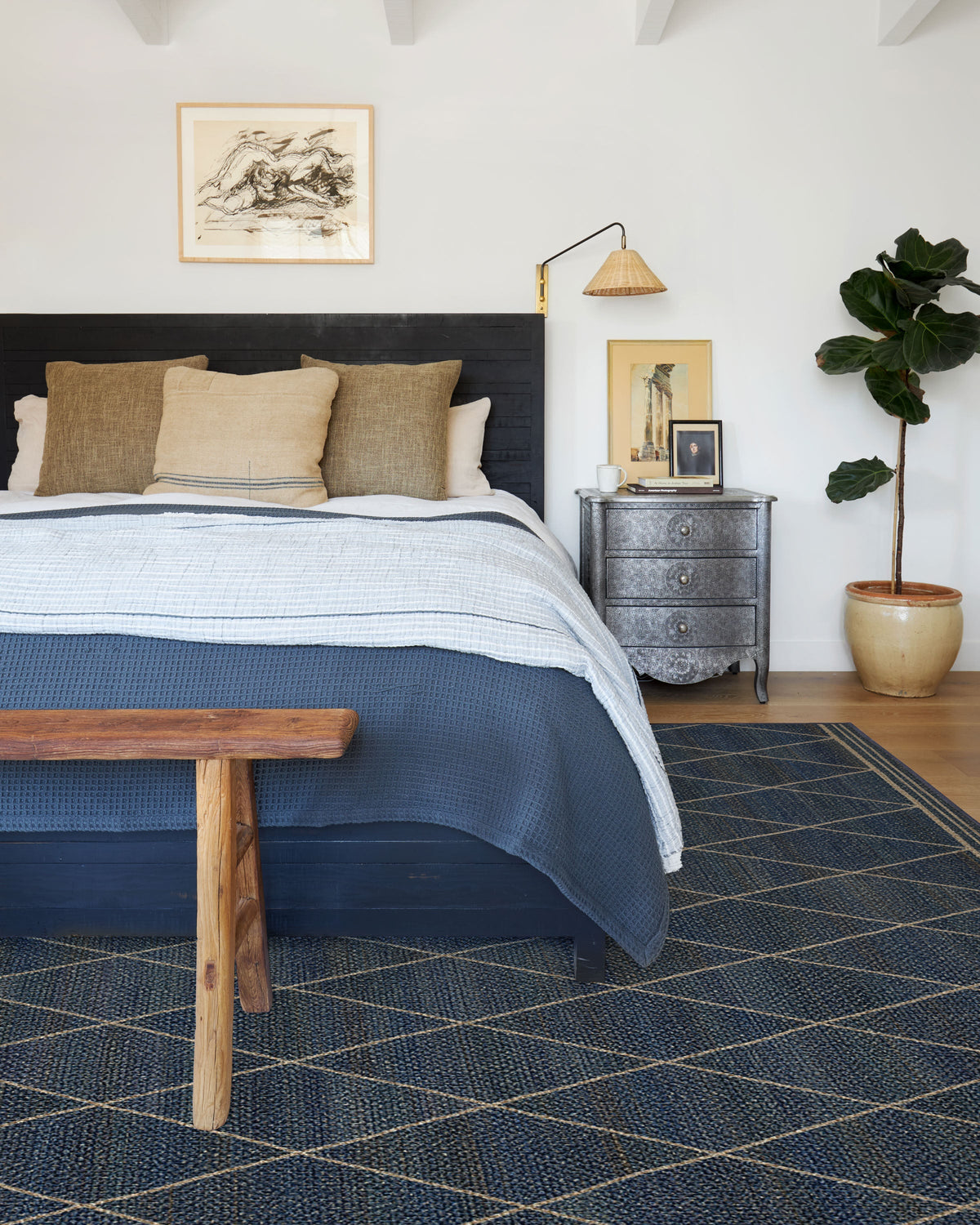 Harlequin Trellis Natural Navy Re-Jute Rug