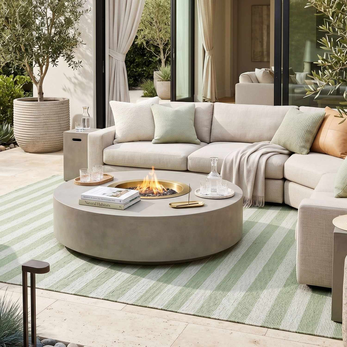 Carpeneto Green Striped Outdoor Area Rug