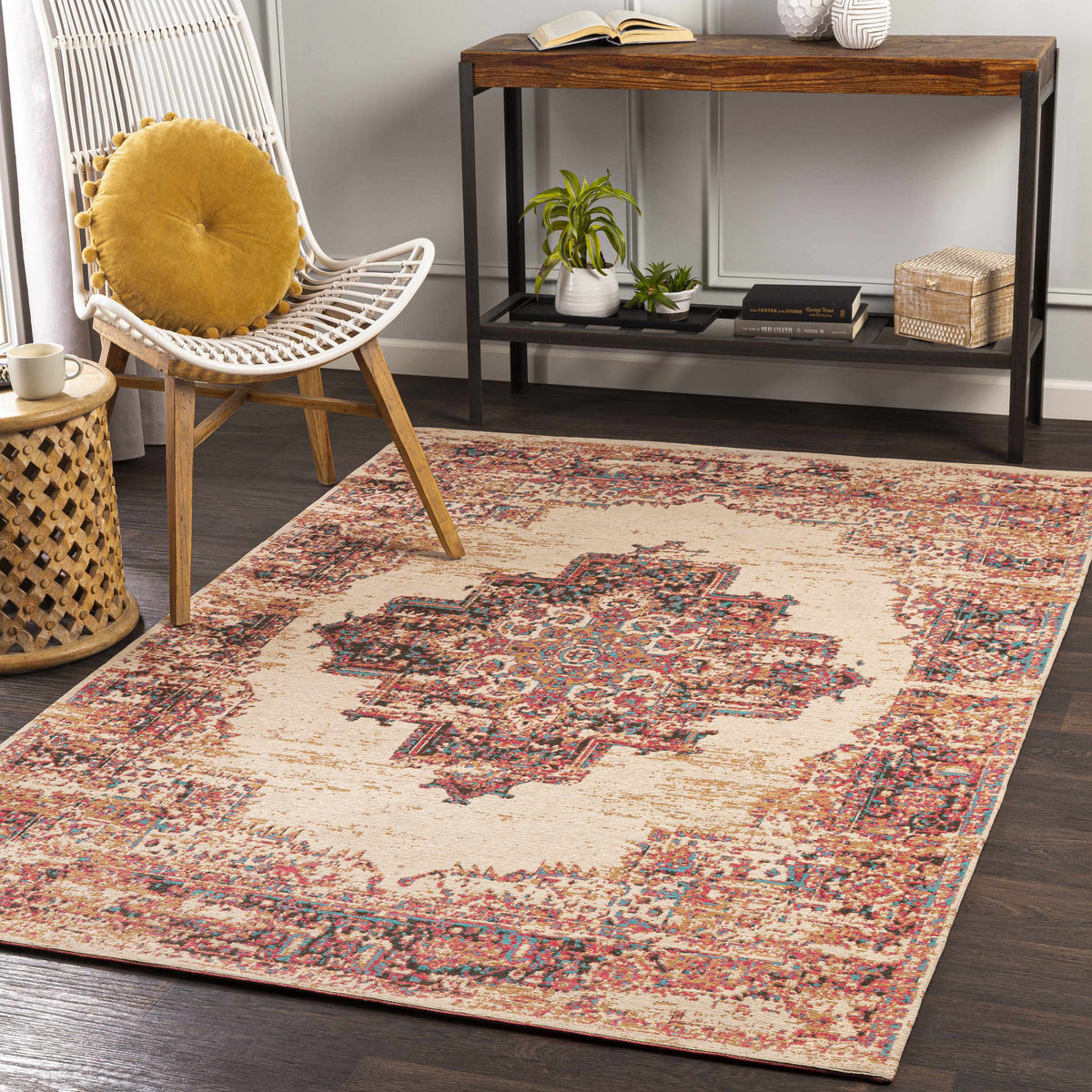 Heaton Red Medallion Area Rug - Clearance
