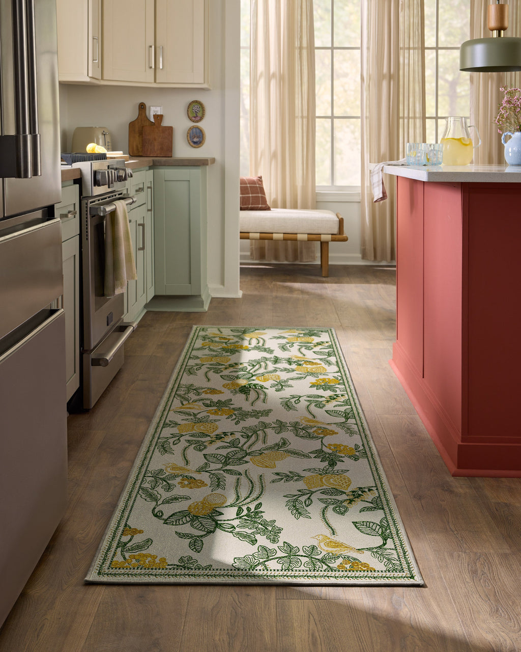 Heidi Green & Lemon Flatwoven Rug